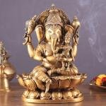 Pure Brass Shakti Ganesha | 10.5" x 8" x 4.5" | 4.870 kg | Divine Energy Form | Siddhi Bestowing Art | Sacred Hindu Statue | Jaipurio